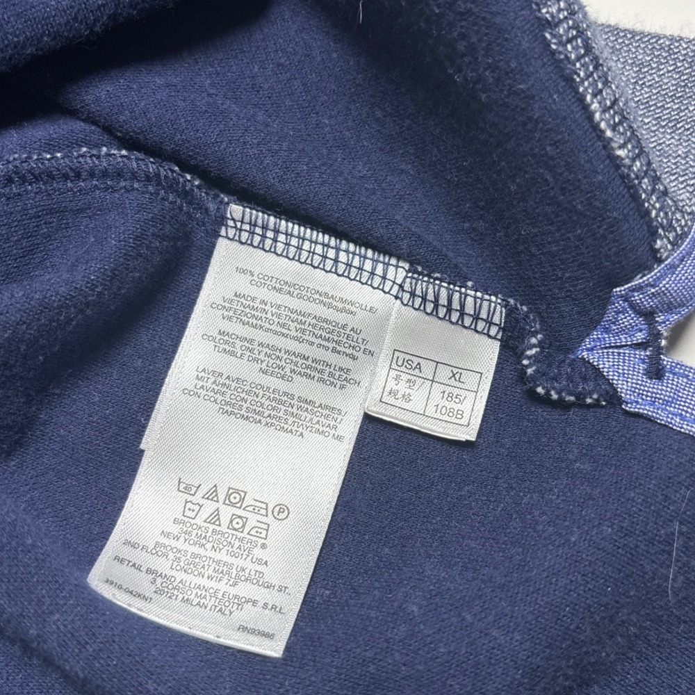 Brooks Brothers Mock Neck Henley Men's XL Blue Gray Cotton Knit Pullover Shirt - Picture 7 of 7